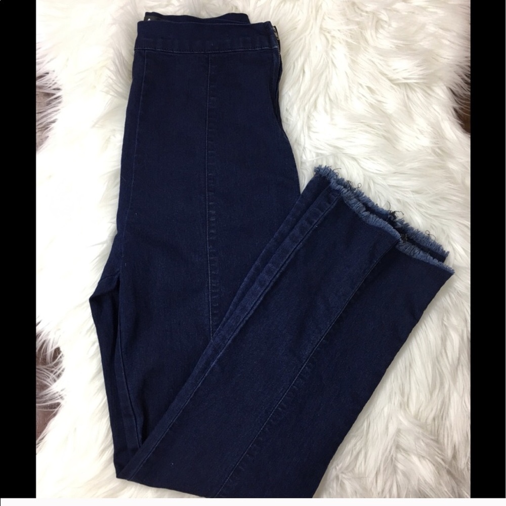 LULUs stretch denim w fringe